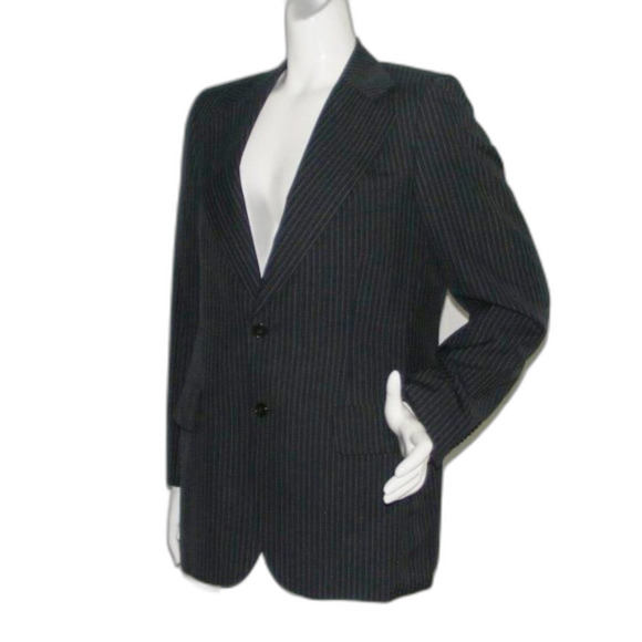 Vintage LANVIN Blazer, S, Navy Blue/Tan Pinstripes, 2 buttons - Picture 3 of 15